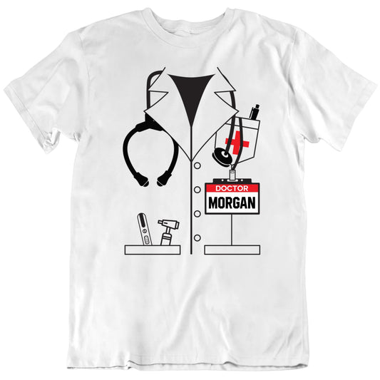 Customizable Doctor Lab Coat Custom Name Tag Halloween Costume Personalized Halloween Premium Quality Unisex Gift T Shirt