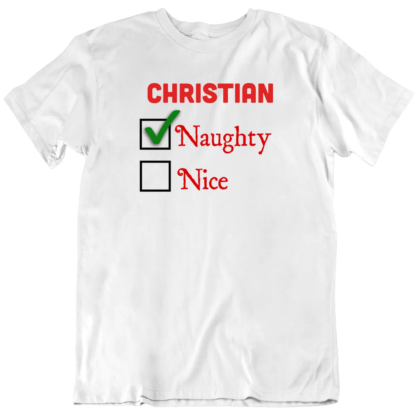 Customizable Naughty Nice Custom Name Christmas Personalized Premium Quality Unisex Gift T Shirt