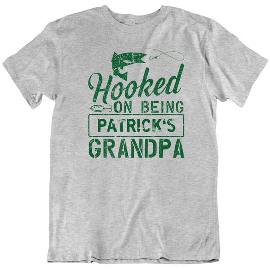 Customizable Hooked On Being Grandpa Custom Child's Name Personalized Father's Day Unisex Gift T Shirt