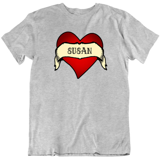 Customizable Name Heart Tattoo Personalized Quality Cotton Custom Unisex Gift T Shirt