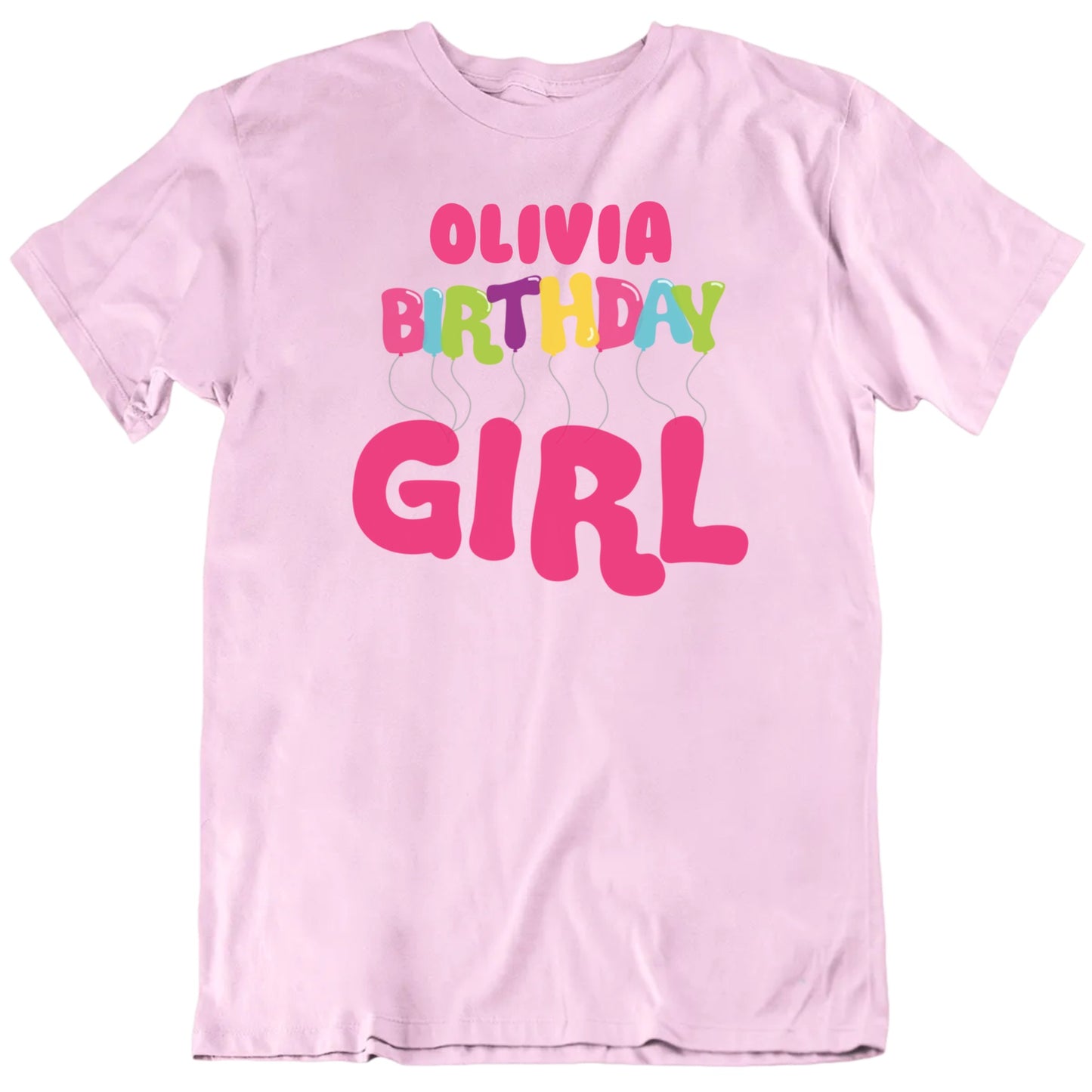 Birthday Girl Custom Name Balloons Unisex Premium Quality Gift T shirt